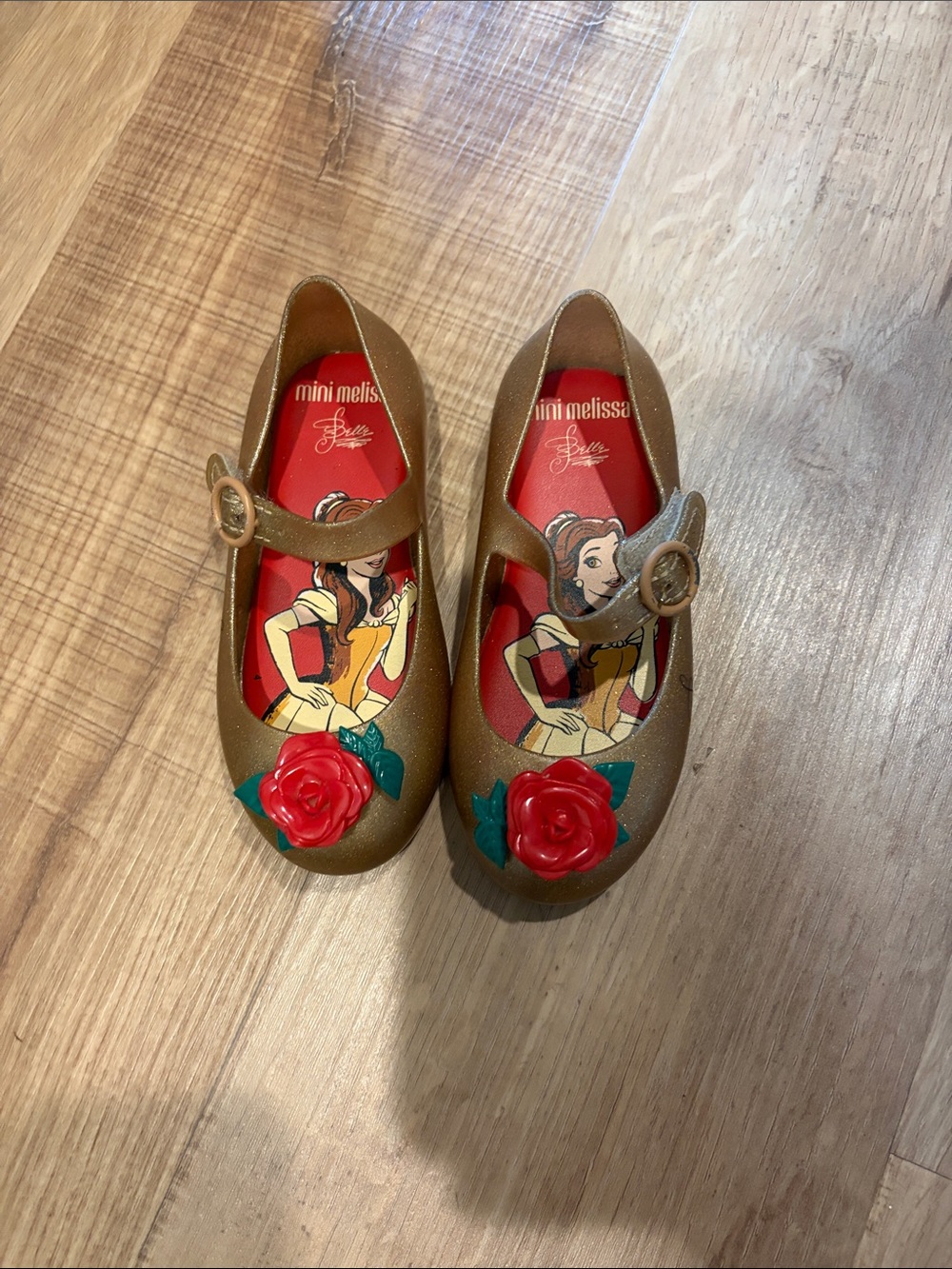 Mini Melissa Kids' Gold Rose Belle Mary Jane
